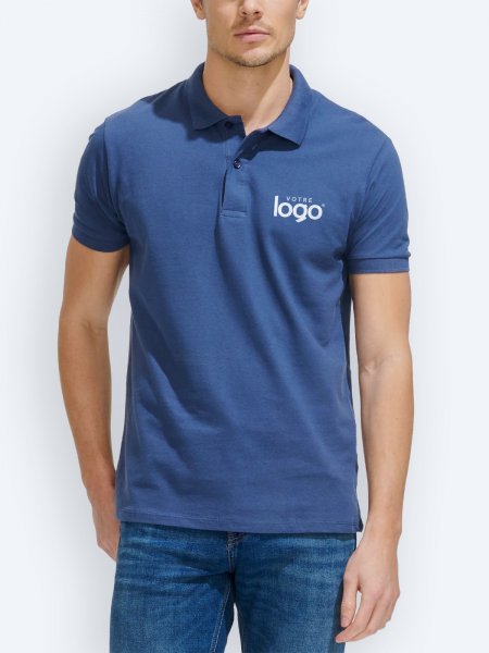 Polo homme Perfect coloris bleu ardoise avec votre logo Polo homme Perfect coloris bleu ardoise avec votre logo