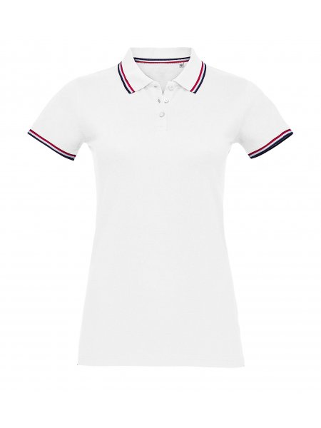 Polo femme tricolore à personnaliser Blanc