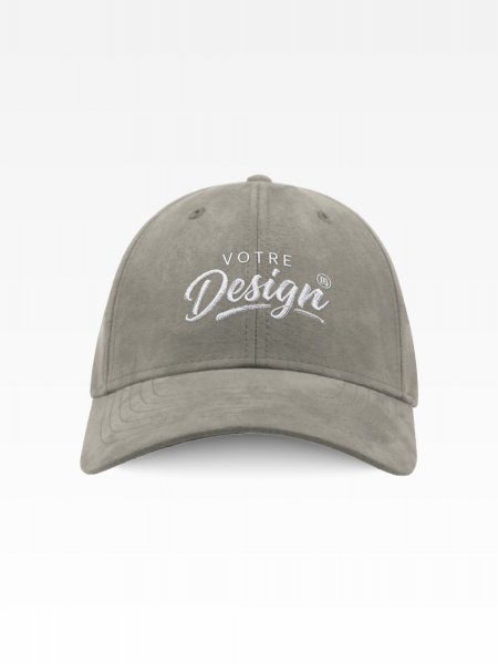 Exemple de marquage personnalisé sur la casquette Daim AT058, coloris gris