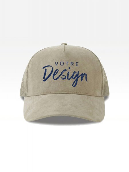Exemple de marquage personnalisé sur la casquette trucker effet daim AT277 Exemple de marquage personnalisé sur la casquette trucker effet daim AT277