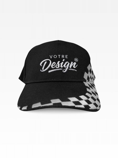 Exemple de marquage personnalisé sur la casquette grand prix - 5 panneaux B159