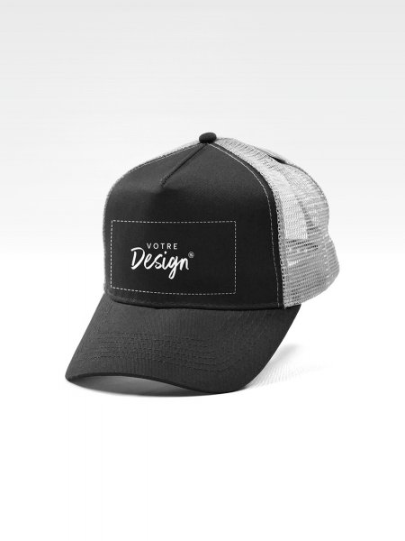 Exemple de marquage personnalisé sur la casquette Trucker filet BF640 Exemple de marquage personnalisé sur la casquette Trucker filet BF640