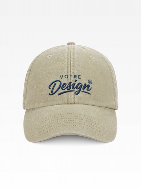 Casquette vintage personnalisée brodée Votre Design, coloris Vintage Stone Casquette vintage personnalisée brodée Votre Design, coloris Vintage Stone