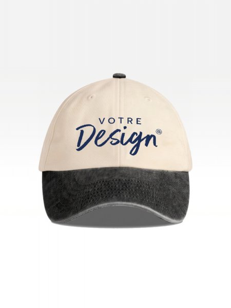 Exemple de marquage personnalisé sur la casquette contrastée vintage BF673 Exemple de marquage personnalisé sur la casquette contrastée vintage BF673