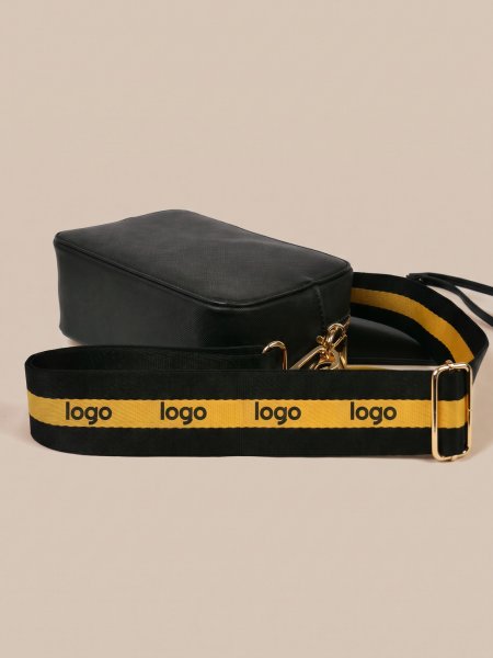 Bandoulière de sac BG765 Black / Mustard personnalisée avec votre logo imprimé sur la sangle