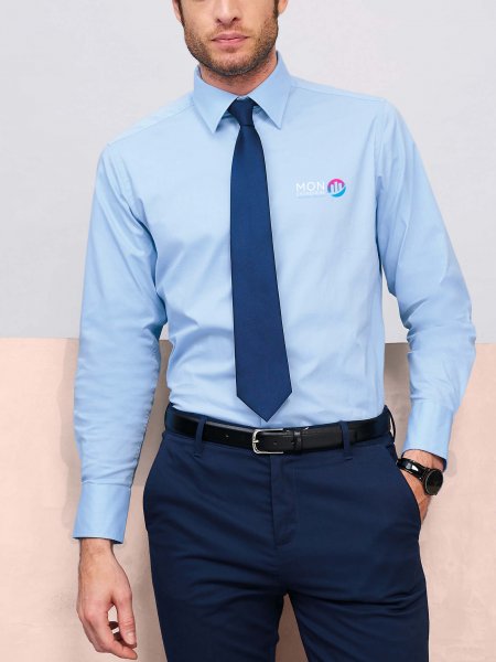 Exemple de logo floqué sur la chemise pour homme Brighton en coloris Ciel Exemple de logo floqué sur la chemise pour homme Brighton en coloris Ciel