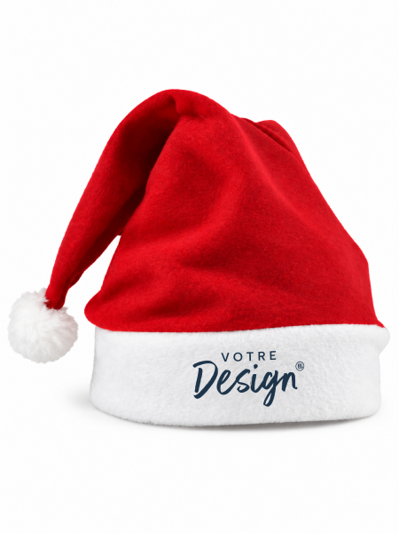 Bonnet de noël rouge et blanc personnalisable 