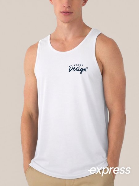 mannequin homme de face portant le débardeur homme personnalisable express