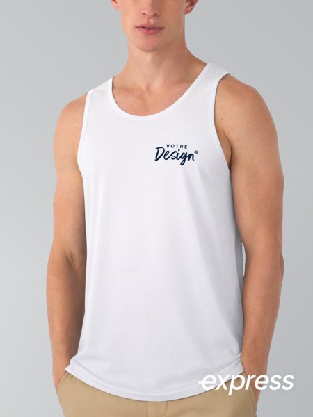 mannequin homme de face portant le débardeur homme personnalisable express