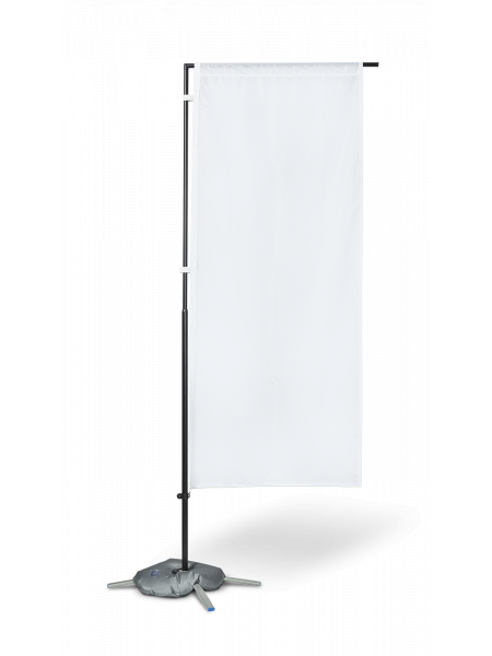 Oriflamme Publicitaire Rectangulaire 2.20m Personnalisé - Pack Complet Blanc