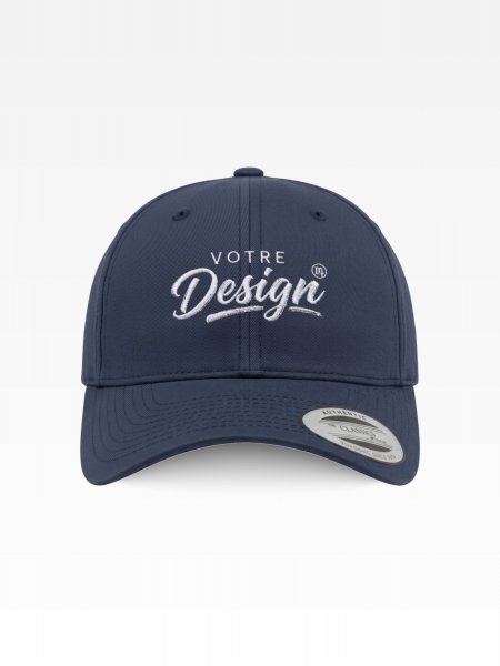 Casquette snapback FX7706 personnalisable, exemple de marquage sur la face avant