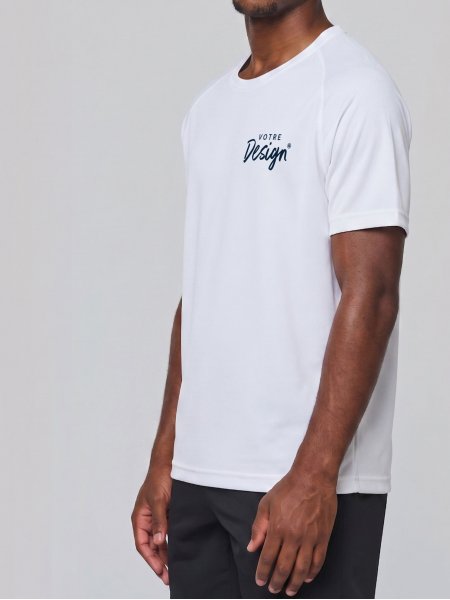 mannequin homme de face portant le T-shirt de sport manches courtes personnalisable Express