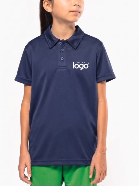 Polo respirant pour enfant PA484 en coloris navy Polo respirant pour enfant PA484 en coloris navy