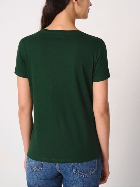 mannequin femme de dos portant le T-shirt femme Basic personnalisable