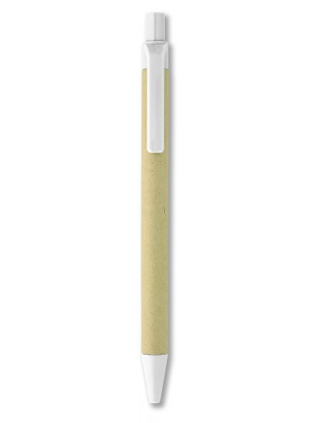 Stylo bille à poussoir en plastique de maïs biodégradable personnalisable Blanc