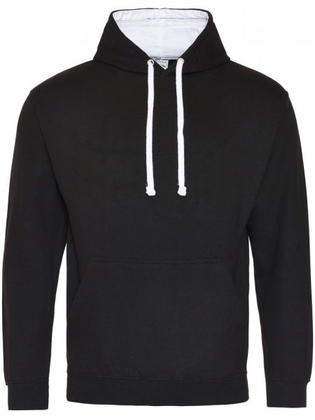 Sweat personnalisé à capuche contrastée Jet Black / White