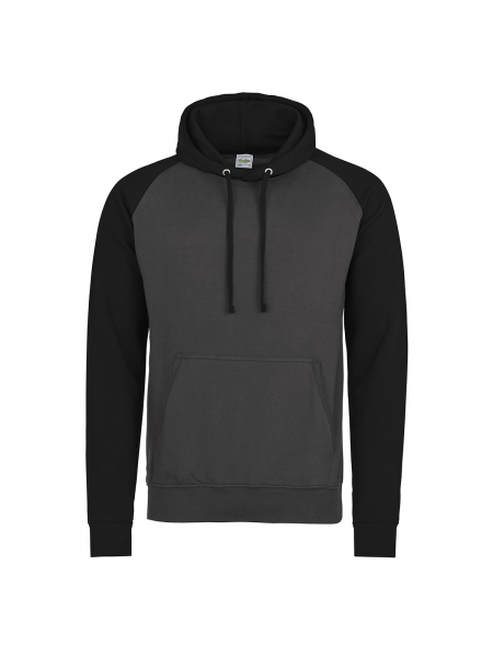 Sweat homme personnalisé à capuche et manches raglans contrastées Charcoal / Jet Black