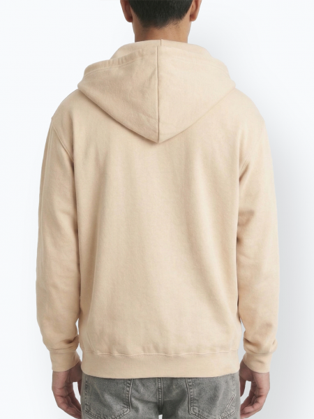 Mannequin homme de dos portant le sweat zippé à capuche unisexe JH050 couleur desert sand Mannequin homme de dos portant le sweat zippé à capuche unisexe JH050 couleur desert sand
