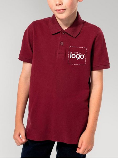 mannequin enfant garçon de face portant le Polo piqué Bio enfant personnalisable