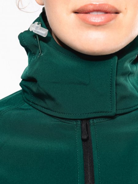 zoom sur le col de la Veste softshell à capuche amovible femme Personnalisable 