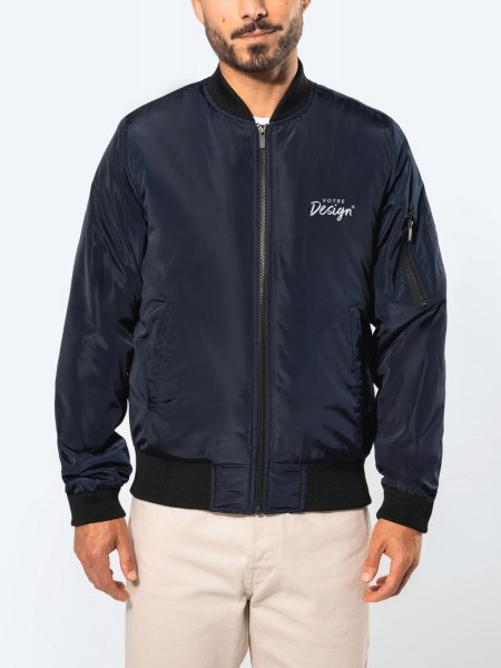 Blouson bomber homme K6122 coloris marine personnalisé avec votre logo sur le coeur