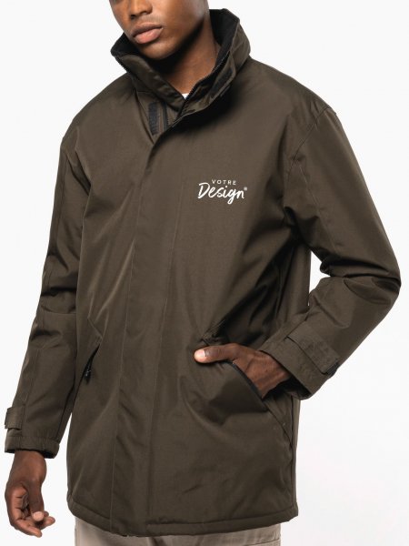 mannequin homme de face portant la Parka doublure matelassée à personnaliser mannequin homme de face portant la Parka doublure matelassée à personnaliser