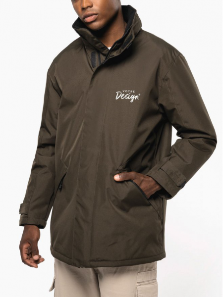 mannequin homme de face portant la Parka doublure matelassée à personnaliser