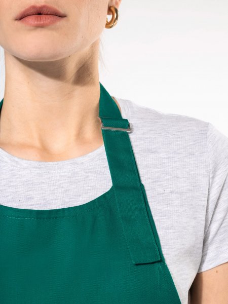 zoom sur le haut du Tablier polycoton sans poche personnalisable