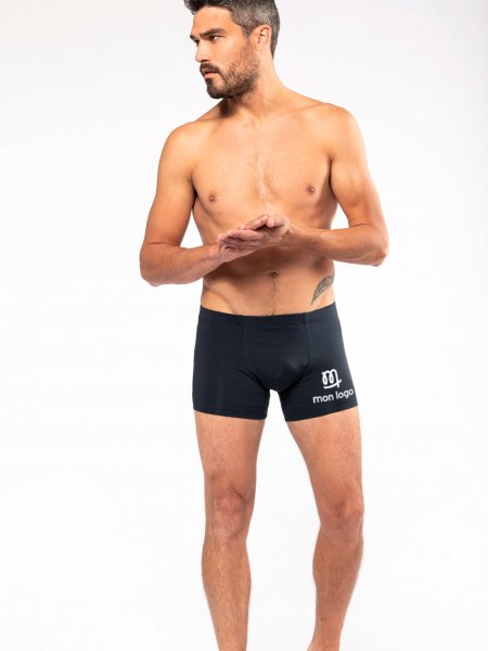 Boxer bio noir homme personnalisé vue de face Boxer bio noir homme personnalisé vue de face