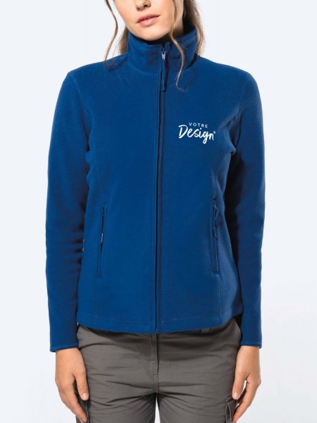 Veste micropolaire zippée femme K907 Royal Blue personnalisée avec votre design côté cœur Veste micropolaire zippée femme K907 Royal Blue personnalisée avec votre design côté cœur