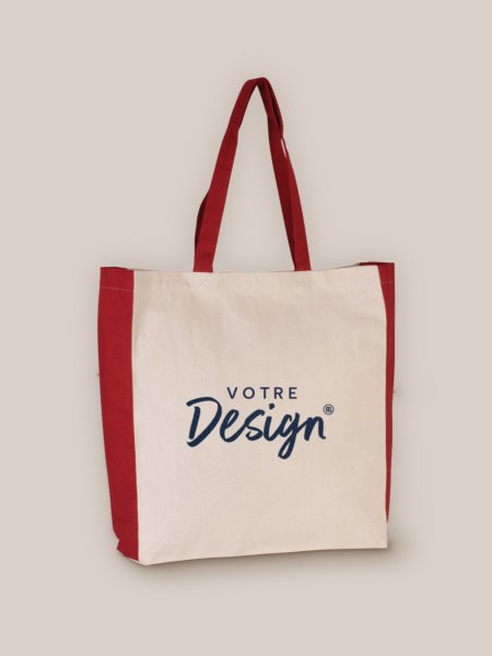Sac cabas bicolore Kimood KI0275 Natural / Red personnalisé avec votre design