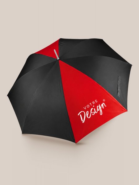 Parapluie de golf personnalisable KI2007 noir et rouge Parapluie de golf KI2007 personnalisable noir et rouge, marquage votre design sur un pan