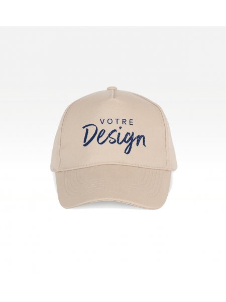 Casquette 5 panneaux KP051 coloris Beige personnalisée avec votre logo Casquette 5 panneaux KP051 coloris Beige personnalisée avec votre logo