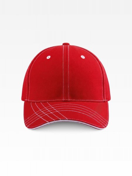 Casquette fashion - 6 panneaux KP109 Red / White personnalisable, vue de face