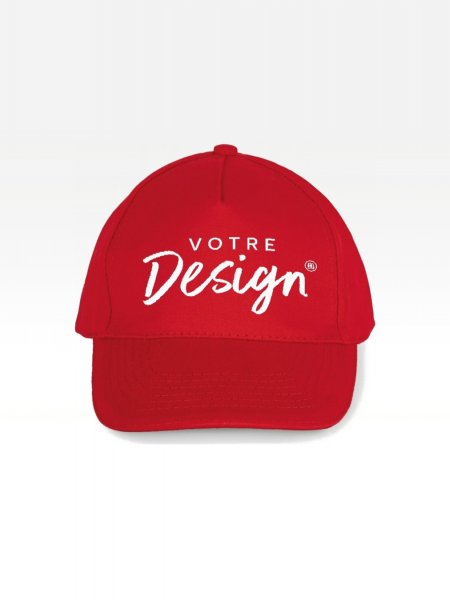 Exemple de marquage personnalisé sur la casquette enfant avec liseré contrasté KP148