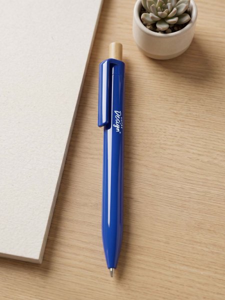 Stylo bille avec bouton poussoir en bambou personnalisable