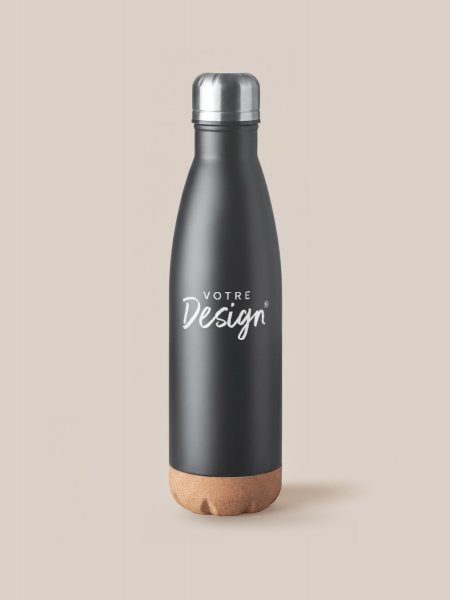 Bouteille isotherme 500 ml MO6313 noire personnalisée avec votre design