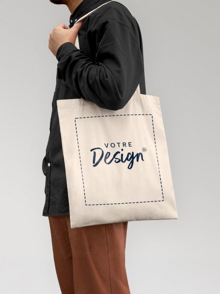 Le tote bag W101 en coloris Natural personnalisé avec votre design dans la zone de personnalisation