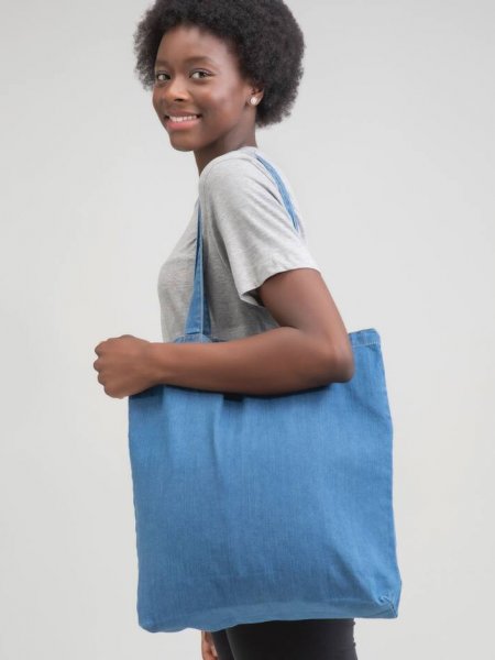 tote bag personnalisable en denim bleu, 100% coton bio tote bag personnalisable en denim bleu, 100% coton bio