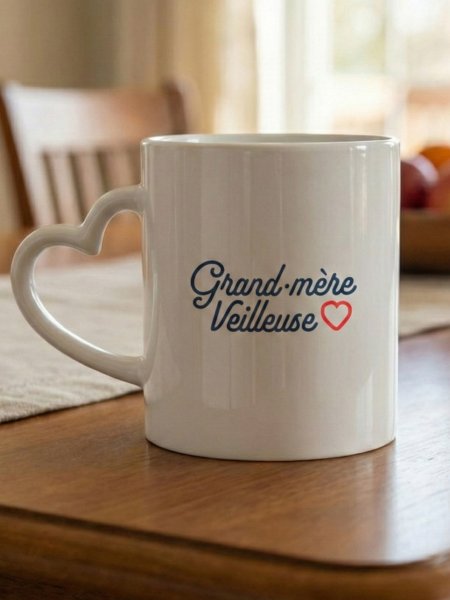 Mug coeur Grand-mère veilleuse de face Mug coeur Grand-mère veilleuse de face