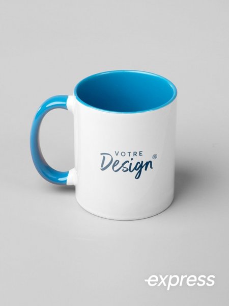 Mug bicolore express à personnaliser en bleu 