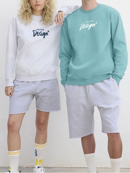 mannequin homme et mannequin femme Sweat recyclé à col rond Columbia personnalisé