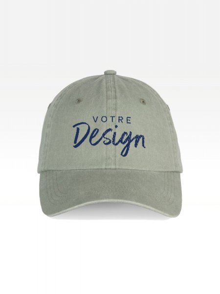 Exemple de marquage personnalisé sur la casquette écoresponsable délavée unisexe NS040
