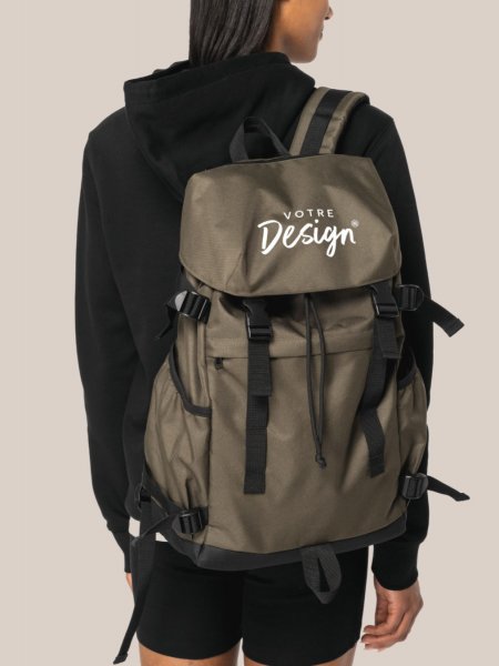 Sac à dos écoresponsable unisexe NS109 porté, personnalisable
