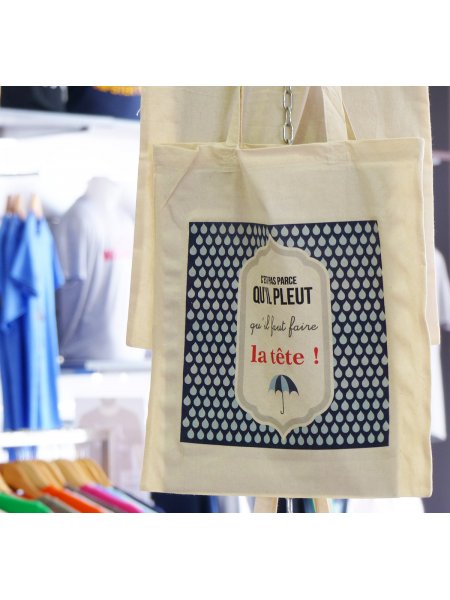 Le sac shopping W101 personnalisé par impression numérique directe (DTG) en coloris Natural 
