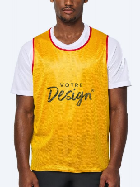 Chasuble réversible PA042 personnalisée avec votre design sur la poitrine Chasuble réversible PA042 personnalisée avec votre design sur la poitrine