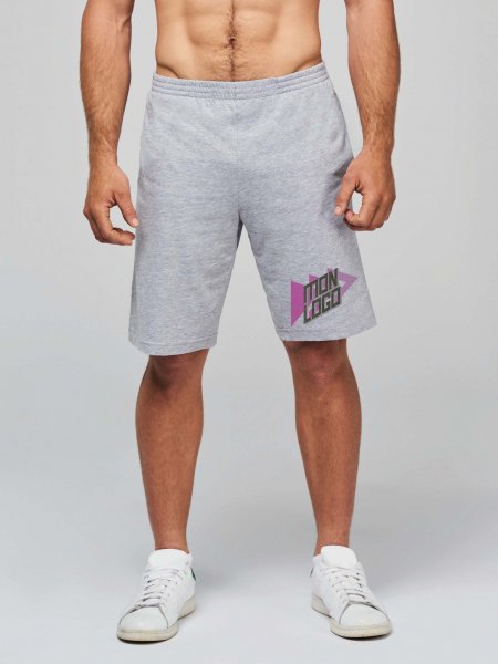 Exemple de logo imprimé sur le short en coton PA151 en coloris Oxford Grey Exemple de logo imprimé sur le short en coton PA151 en coloris Oxford Grey