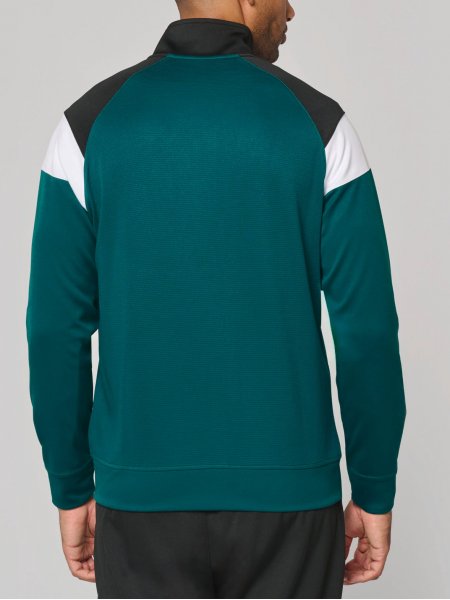 mannequin homme de dos portant la Veste de survêtement zippée unisexe personnalisable mannequin homme de dos portant la Veste de survêtement zippée unisexe personnalisable