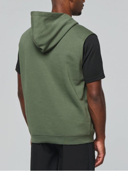 mannequin homme de dos portant le Sweat-shirt à capuche sans manches unisexe personnalisable mannequin homme de dos portant le Sweat-shirt à capuche sans manches unisexe personnalisable