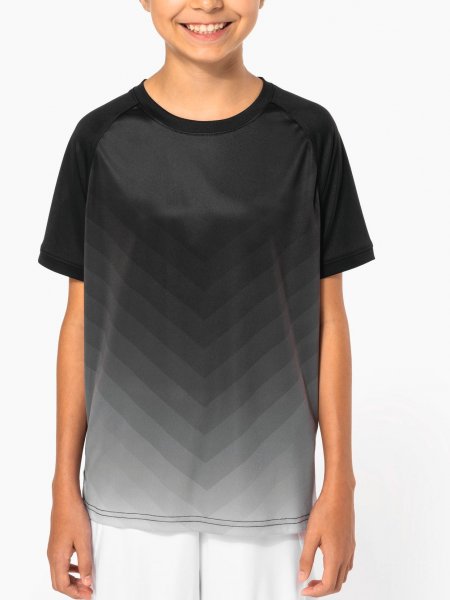 mannequin enfant fille de face portant le Maillot multisport polyester sublimé enfant personnalisable